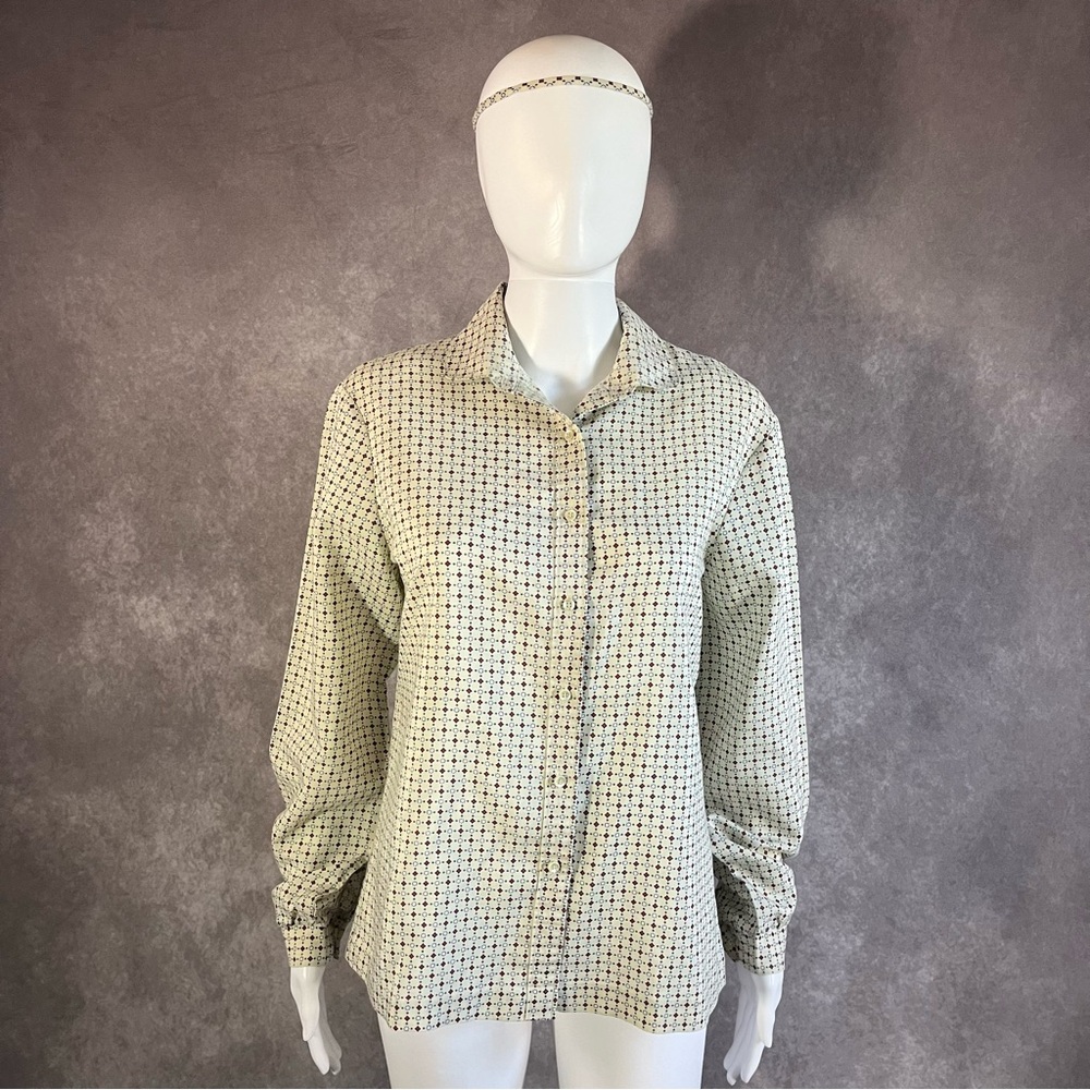 Vintage Inner Vision Blouse Womens 14 Long Sleeve Button Shirt Hippie Boho 70s